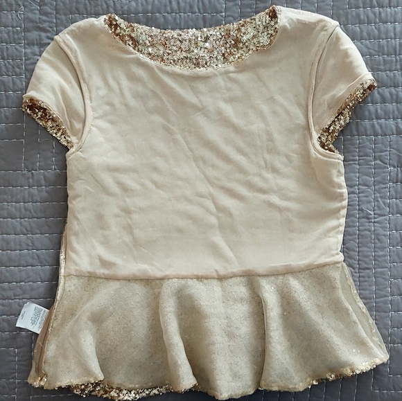 🥂 BEBE Gold Sequin Peplum Top - Picture 9 of 10